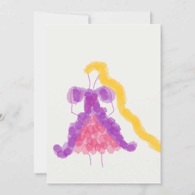 Flower Girls Princess Collection Rapunzel Card Inbjudningar (Framsida)