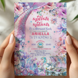 Flower Glitter Mermaid Tail 3rd Birthday  Inbjudningar