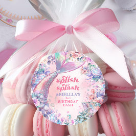 Flower Glitter Mermaid Tail 3rd Birthday Runt Klistermärke