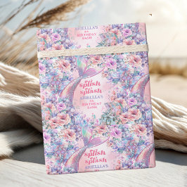 Flower Glitter Mermaid Tail 4th Birthday Presentpapper