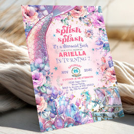 Flower Glitter Mermaid Tail 7th Birthday  Inbjudningar