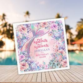 Flower Glitter Mermaid Tail 7th Birthday Pappersservett