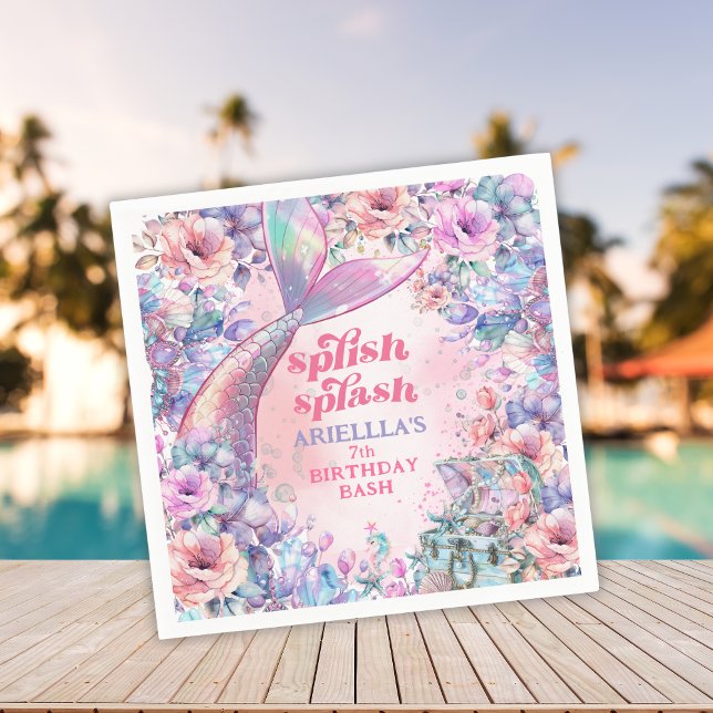 Flower Glitter Mermaid Tail 7th Birthday Pappersservett (Skapare uppladdad)