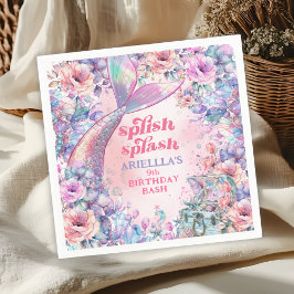 Flower Glitter Mermaid Tail 9th Birthday Pappersservett