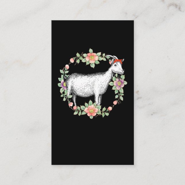 Flower Goat Girl Bandana Animal Lover Visitkort (Framsida)