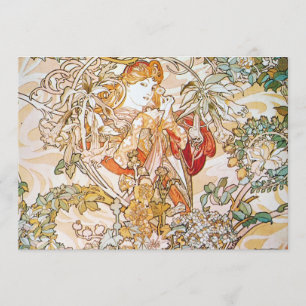 Flower Goddess Art nouveau Artwork av Alphons Much Inbjudningar