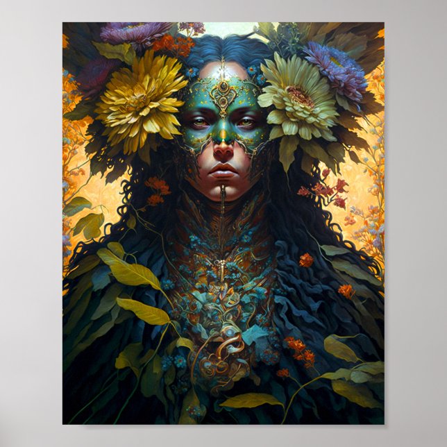 Flower Goddess Fantasy Art Poster (Framsidan)