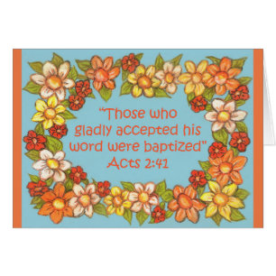 Flower Gräns~Accepterad Ord-Baptized~Scripture Hälsningskort