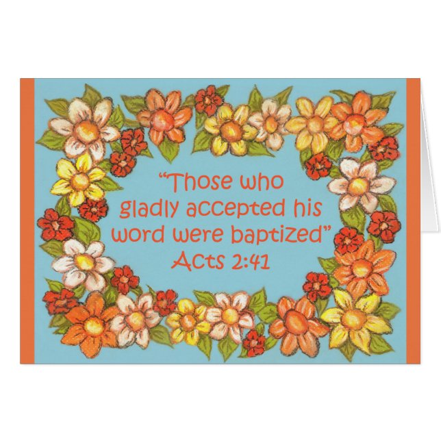 Flower Gräns~Accepterad Ord-Baptized~Scripture Hälsningskort (Framsidan Horizontal)
