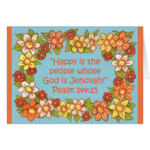 Flower Gräns~Lycklig People-God Jehovah~Scripture OBS Kort