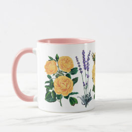 Flower Gul ros Sweet Lavender Blommigt Natur Mugg