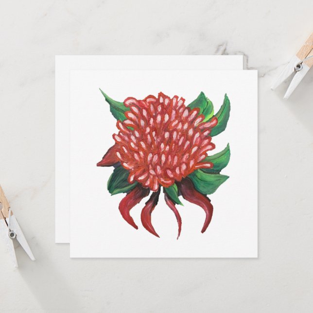 Flower Hand plockade Waratah-inbjudan Inbjudningar (Fram/Back In Situ)