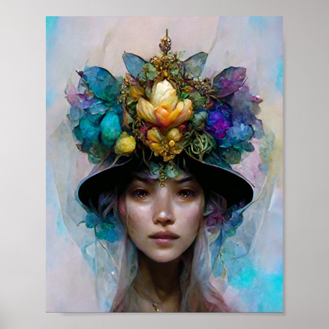 Flower Hat Fantasy Art Poster (Framsidan)