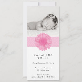 Flower Headband ı Birth Notice 4" x 9,25" Meddelande