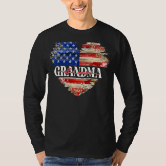 Flower Heart American Grandma Life 4:e juli Pat T Shirt