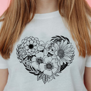 Flower Heart Kärlek T Shirt