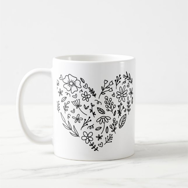 Flower Heart Mugg, Flower, Wildblommor Botanic Kaffemugg (Vänster)