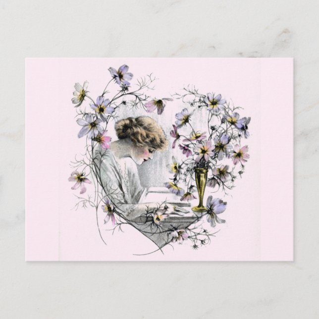 Flower Heart Valentine Helg Vykort (Framsida)