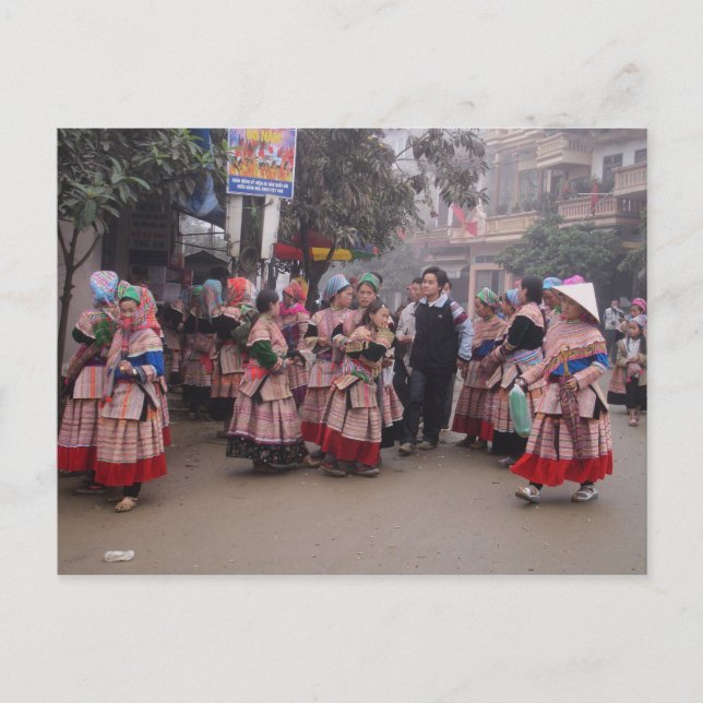 Flower Hmong på marknaden Vykort (Framsida)