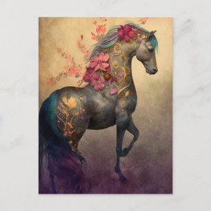 Flower Horse Postcard Vykort