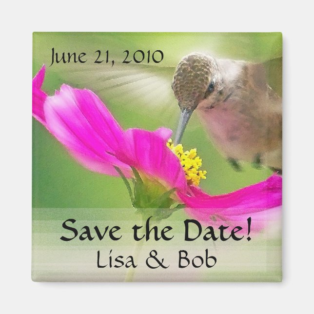 Flower Hummingbird Spara datum magneter (Framsidan)