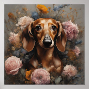 Flower Hund aveln Porträtt 1 Poster