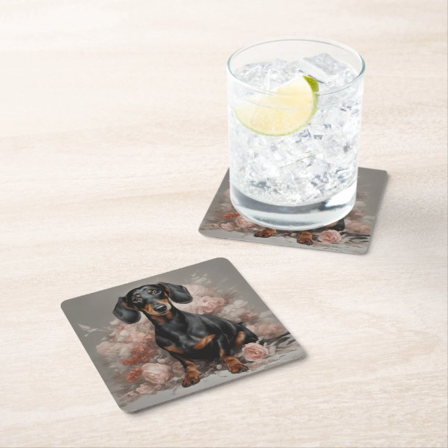 Flower Hund aveln Porträtt 2 Underlägg Papper Kvadrat (Insitu)