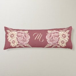 Flower Illustration anpassningsbar monogram body-k Kroppskudde