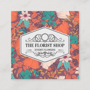 Flower Illustration Fyrkantigt Visitkort