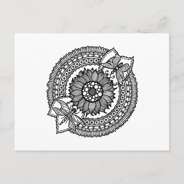 Flower in Mandala Vykort (Framsida)