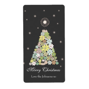 Flower Julgran Gift Present Märkre-etikett Fraktsedel