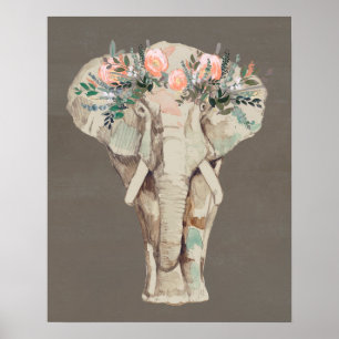 Flower Krona Elephant II Poster