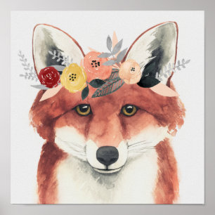 Flower Krona Forester Fox Poster