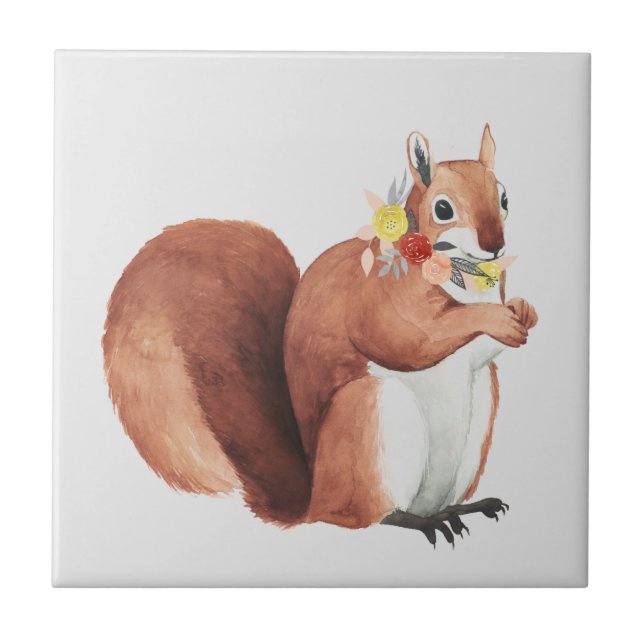 Flower Krona Forester Squirrel Kakelplatta (Framsidan)