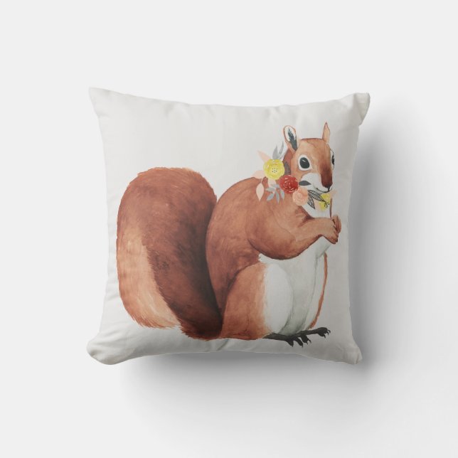 Flower Krona Forester Squirrel Kudde (Framsida)