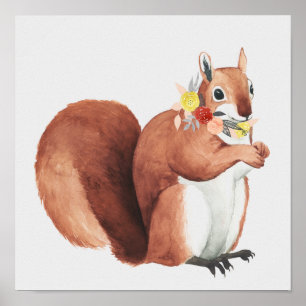 Flower Krona Forester Squirrel Poster