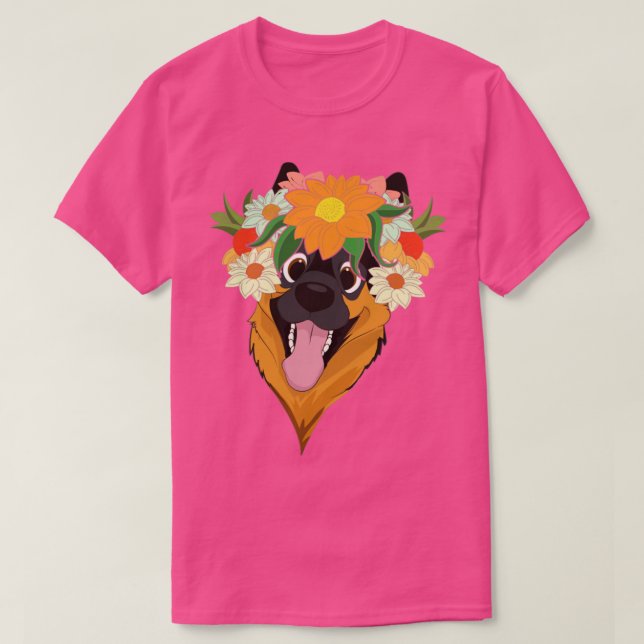 Flower Krona Pet Hund älskare Botaniskt schephe T Shirt (Design framsida)