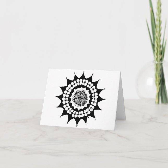 Flower Krona Zen Mandala Kort (Framsida)