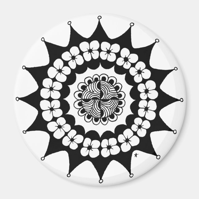 Flower Krona Zen Mandala Magnet (Framsidan)