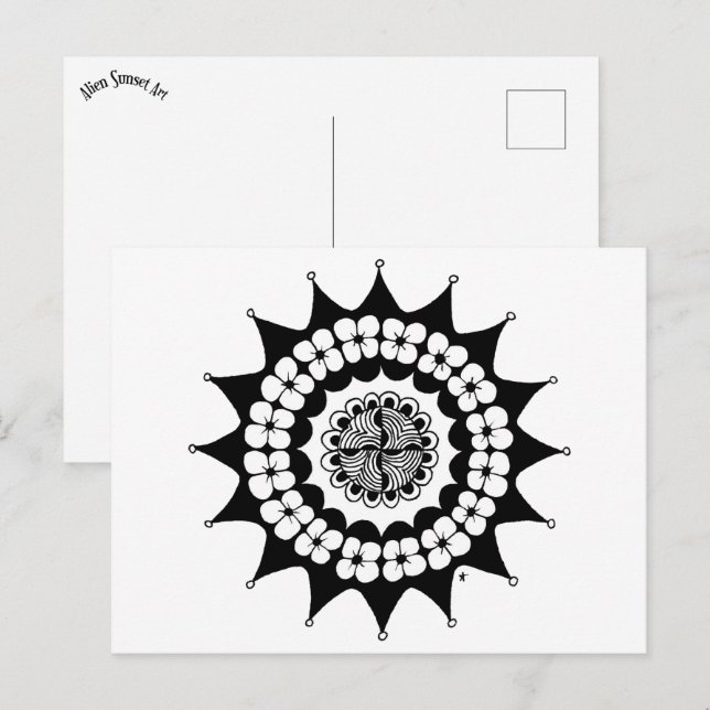 Flower Krona Zen Mandala Vykort (Fram/baksida)