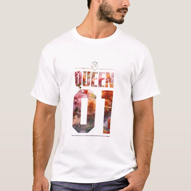 Flower Kung och Queen 01 T Shirt (Framsida)