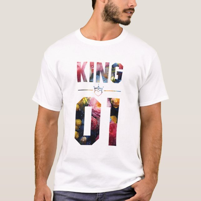 Flower Kung och Queen 01 T Shirt (Framsida)