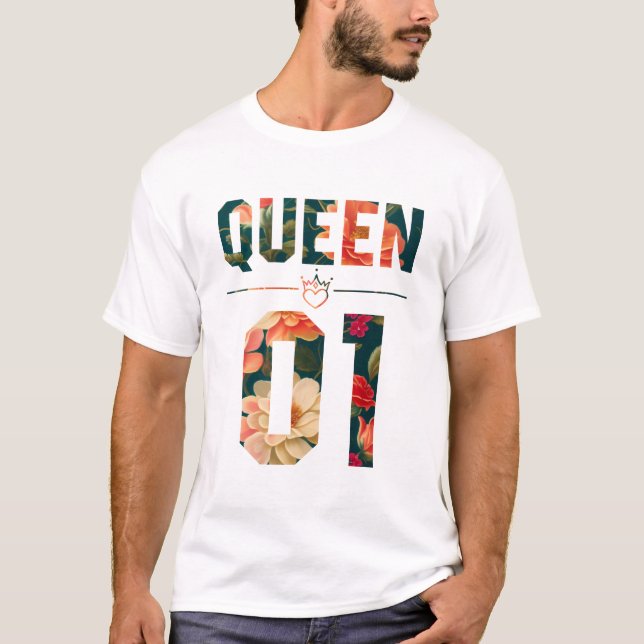 Flower Kung och Queen 01 T Shirt (Framsida)