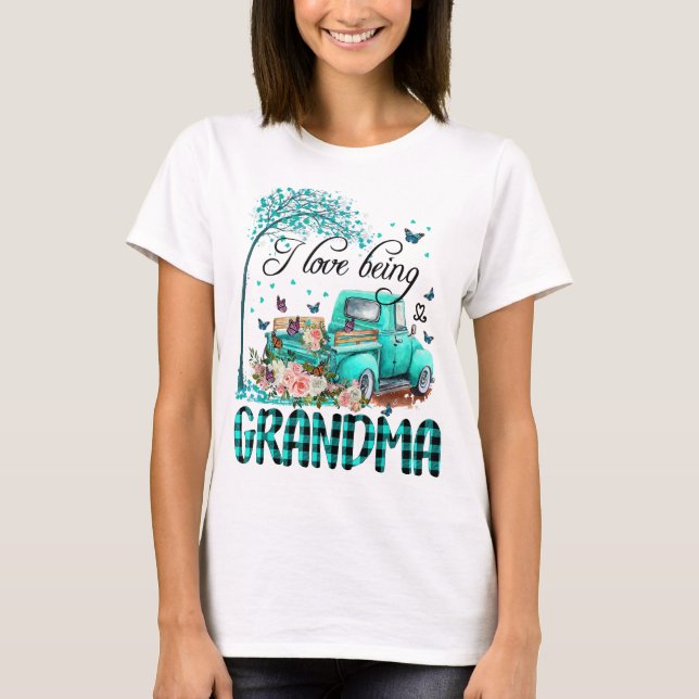 Flower Lastbil I Kärlek Varma Grandma Butterfly Ar T Shirt (Framsida)