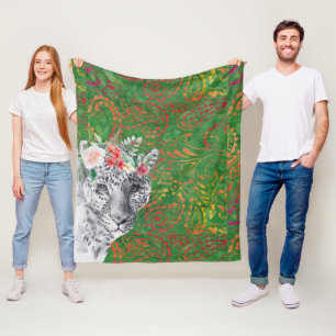 Flower Leopard Jungle Batik Fleecefilt