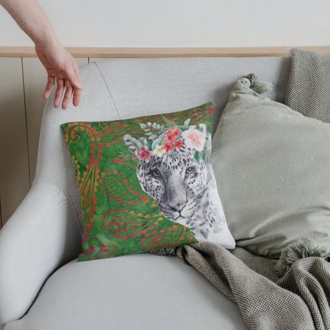 Flower Leopard Jungle Batik Kudde (Skapare uppladdad)