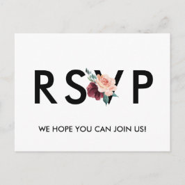 Flower Lettering Maroon Menu Choice OSA Postcard Inbjudan Vykort
