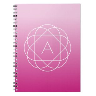 Flower-like Geometric Monogram Rosa Shaded Ombre Anteckningsbok