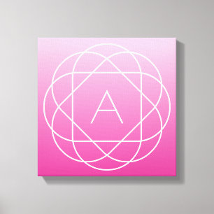 Flower-like Geometric Monogram Rosa Shaded Ombre Canvastryck