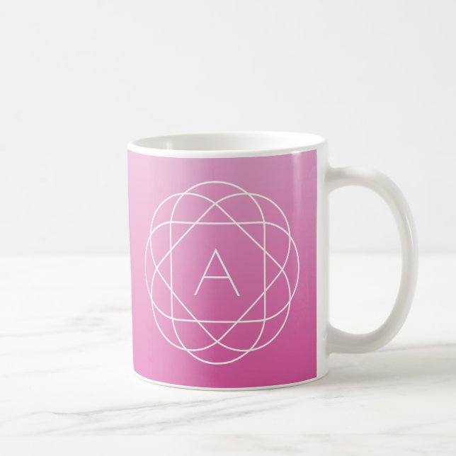 Flower-like Geometric Monogram | Rosa Shaded Ombre Kaffemugg (Höger)